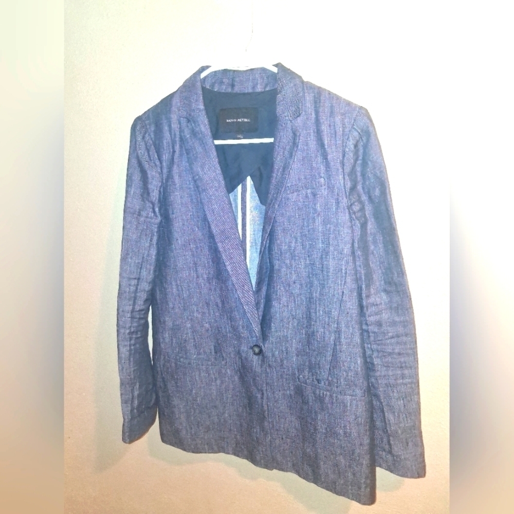 Banana Republic Premium 100% Linen Denim Look Lightweight Blazer Size 4